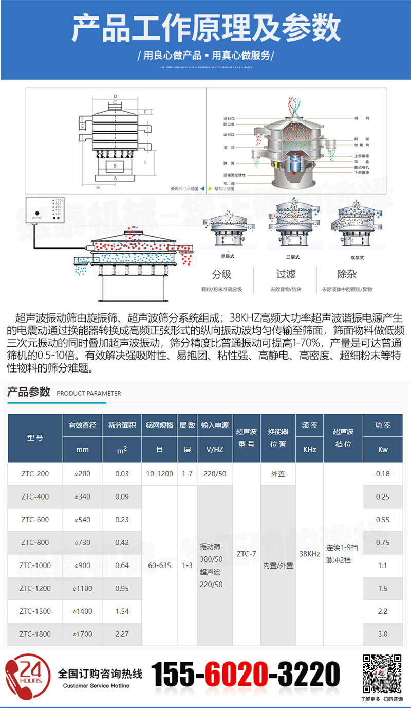 硅粉超聲波振動(dòng)篩工作原理